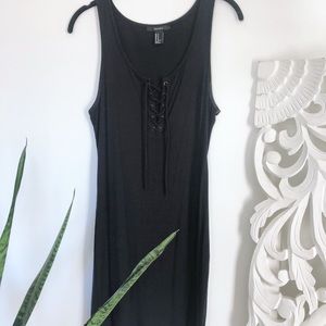 {Forever 21} Black Bodycon Lace-up Dress